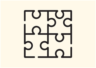 Collaboration puzzle line art vector