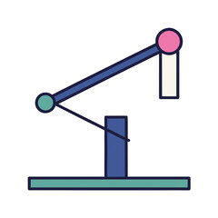 Lever and fulcrum illustration with geometric shapes and vibrant colors