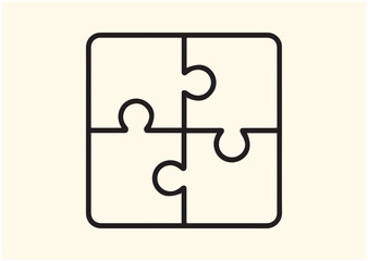 Collaboration puzzle line art vector