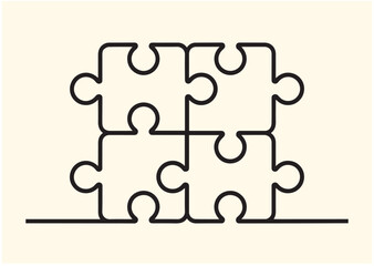 Fototapeta premium Collaboration puzzle line art vector