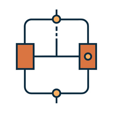 Abstract diagram of parallel processes and connections
