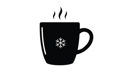 A simple black silhouette of a hot beverage in a mug design