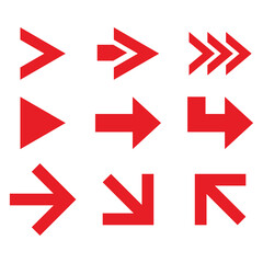 red arrow icons set with isolated background