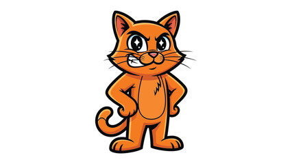 Animated Mischief: A spirited cartoon cat stands poised with a mischievous grin, brimming with personality and charm, ready to unleash a playful escapade.