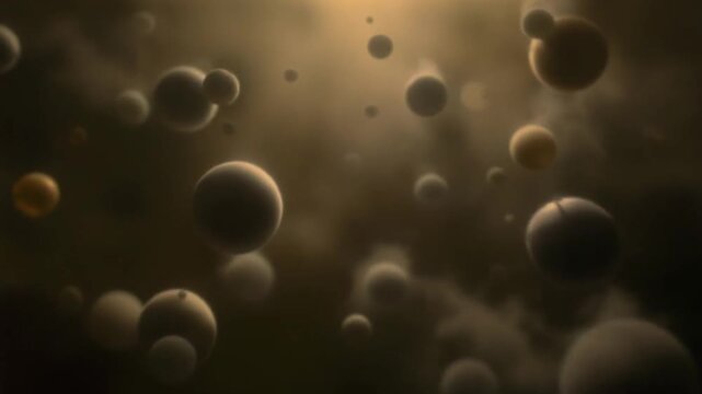 Planetary Dance: A celestial ballet of planets floats in the ether, illuminated by a soft, atmospheric glow, hinting at the vastness and mystery of the cosmos.