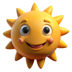 Happy smiling sun cartoon character 3d render bright cheerful design symbolizing joy and fun
