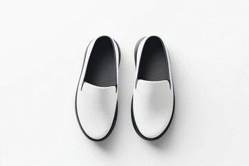 Shoe Mockup two-tone slip-on shoes mockup flat on surface, clean and professional composition, copy space, background color white, minimalism, stock vector
