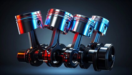 Close-up view of engine pistons and connecting rods