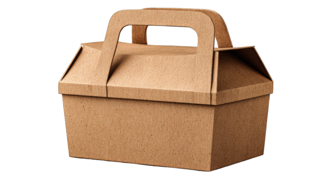 Cardboard food takeaway container with handles