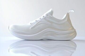 Shoe Mockup futuristic running shoes with curved sole, clean and professional composition, copy space, background color white, minimalism, stock vector