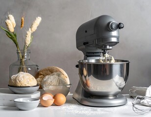Kitchen scene with stand mixer and dough