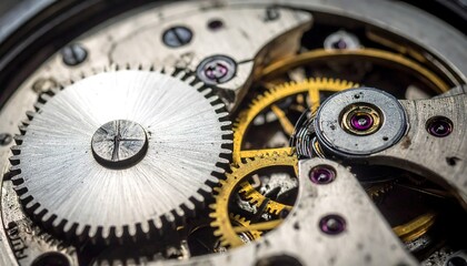 Close-up view of intricate clockwork gears