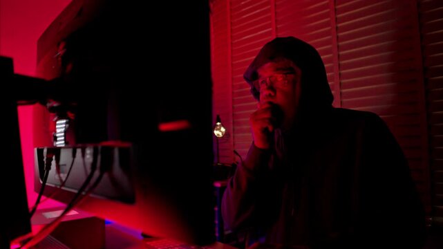 An expert hacker is decrypting data