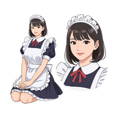Beautiful Anime Maid Girl Illustration
