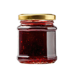 Small glass jar of red jam or preserves