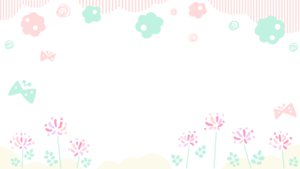 かわいい動画配信用の背景フレーム　春のれんげ柄