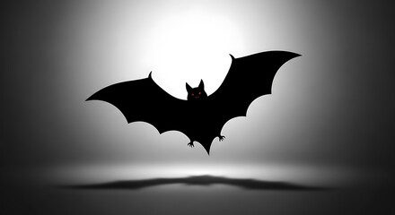 Fototapeta premium Dark Silhouette of Bat with Red Eyes Flying in Night Sky