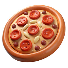 Delicious pepperoni pizza 3d render cartoon style food illustration for fun italian cuisine
