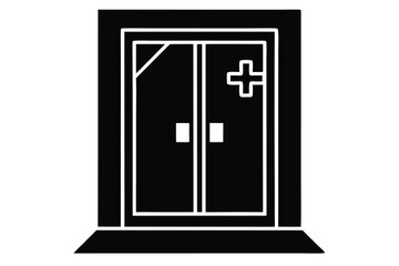 operation theater door silhouette vector icon