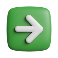 3D rendered white arrow icon on a green rounded square