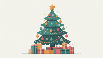 Fototapeta premium Christmas tree with gifts vector illustration download festive holiday season christmas celebration design 100