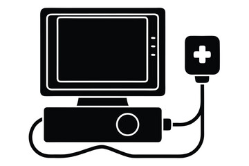 remote patient monitor silhouette vector icon