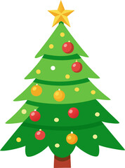 Merry Christmas Tree Flat Vector Icon