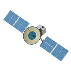 Space Satellite with Solar Panels and Dish Antenna