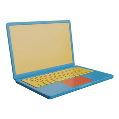 Stylized Blue and Yellow Laptop Computer technology