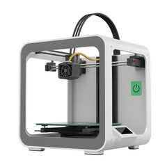 White 3D Printer with Black Handle and Green Power Symbol