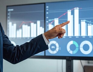 Close-Up of Hispanic Manager Pointing at Graph