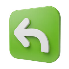 White Arrow Icon on Green Square Background left turn