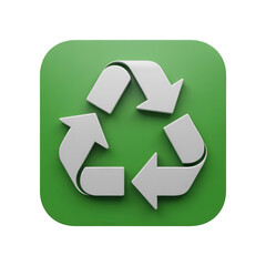 White Recycling Symbol on Green Square Background Keywords: recycling, symbol, icon, logo, green