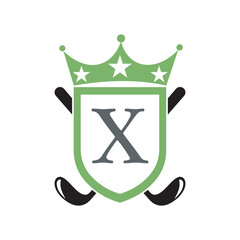 Golf Club Logo combine with letter X vector template