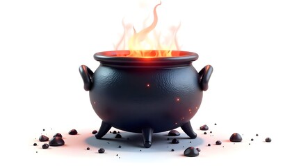 Witch cauldron isolated on white - 3d illustration
