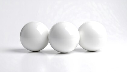 Three white spheres on a light background