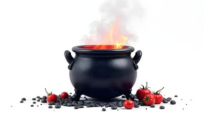 Witch cauldron isolated on white - 3d illustration