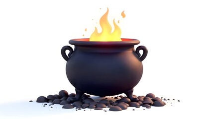 Witch cauldron isolated on white - 3d illustration