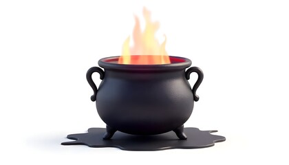 Witch cauldron isolated on white - 3d illustration