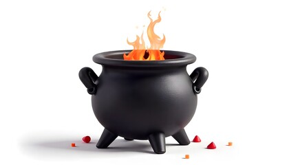 Witch cauldron isolated on white - 3d illustration