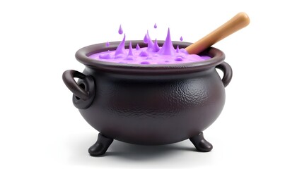 Witch cauldron isolated on white - 3d illustration