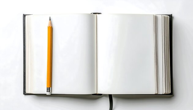 Open notebook with pencil