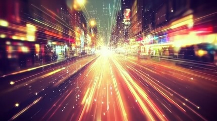 Abstract Cityscape: Dynamic Light Trails and Urban Energy, Futuristic Concept.