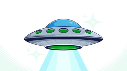 Cartoon ufo flying saucer vector illustration for kids alien spaceship drawing and space exploration concept