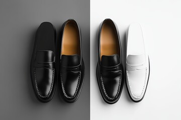 Shoe Mockup classic loafers with polished leather look, clean and professional composition, copy space, background color white, minimalism, stock vector