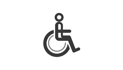 Simple, stylized icon of a person in a wheelchair, representing accessibility.