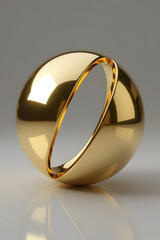 “3D Shiny Golden Metallic Sphere with Modern Abstract Design”