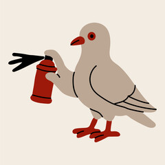 Pigeon Artist with Spray Paint in Creative Design