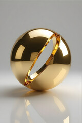 “3D Shiny Golden Metallic Sphere with Modern Abstract Design”