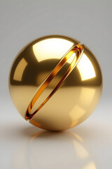 “3D Shiny Golden Metallic Sphere with Modern Abstract Design”